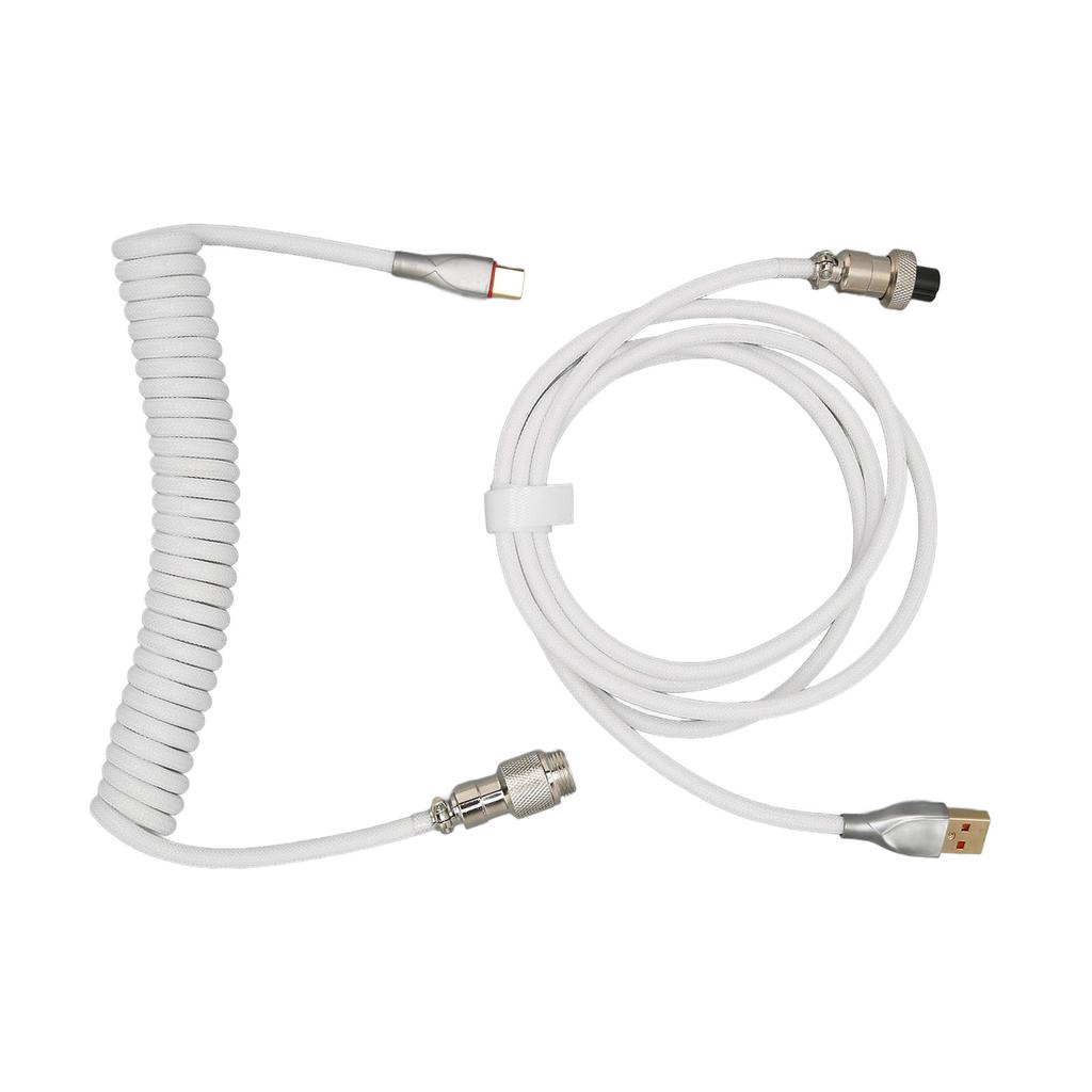 Mechanical Keyboard Cable Double Sve Custom Coiled with Detachable Metal Aviation USB C to USB A Keyboard Aviation Connector