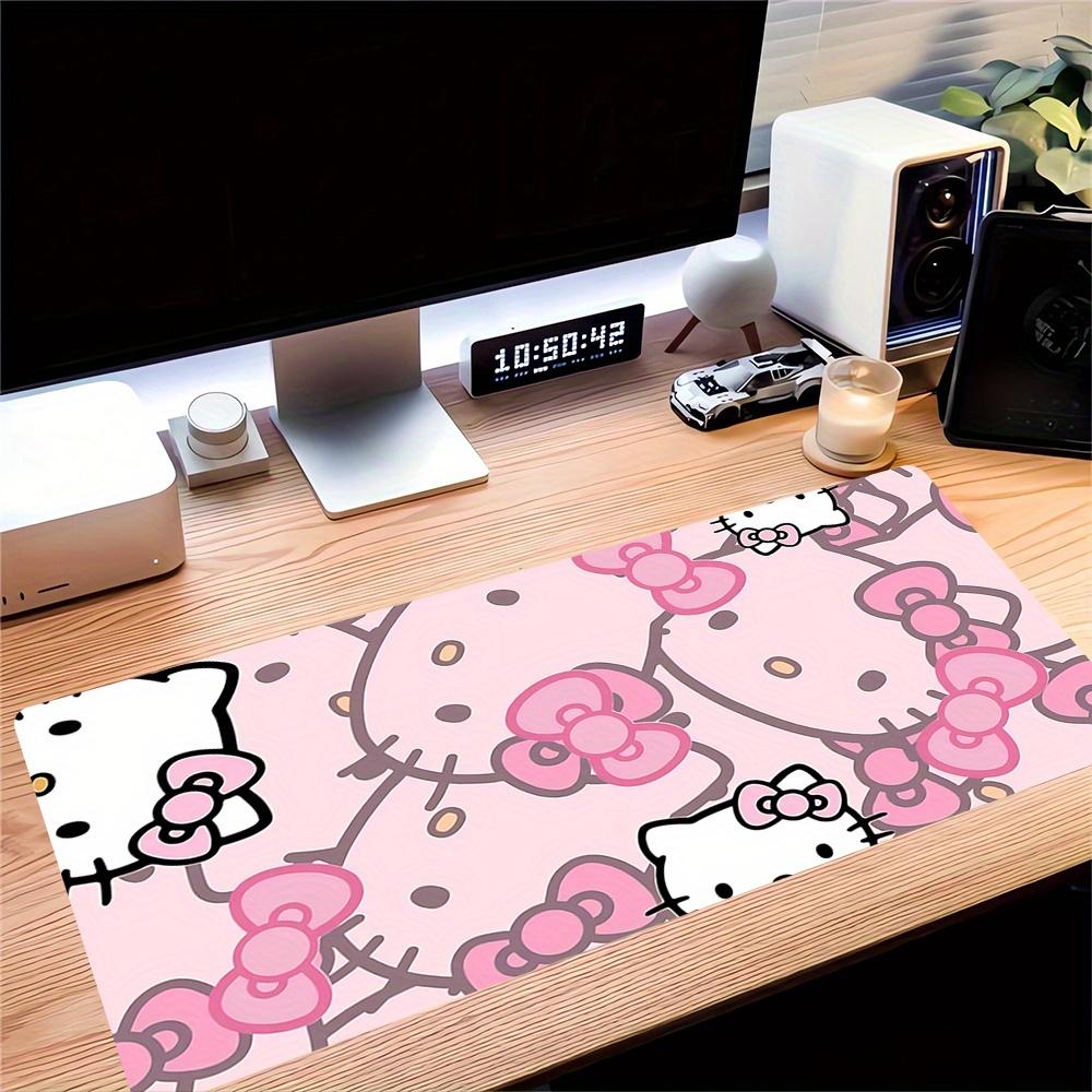Hello Kitty, Pink Bow Themed XXL Mouse Pad - Non-slip Rubber Desk Mat for Gaming and Office Use, Multi-Function Keyboard and Mouse Pad, Idea