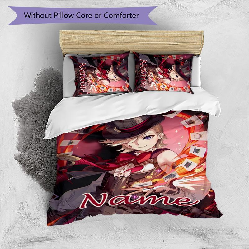 3pcs Genshin Impact5 Cover Set - Personalized Name, HD Printed Bedding with 1 Cover and 2 Pillowcases - Perfect for Home Decor, Easy Care