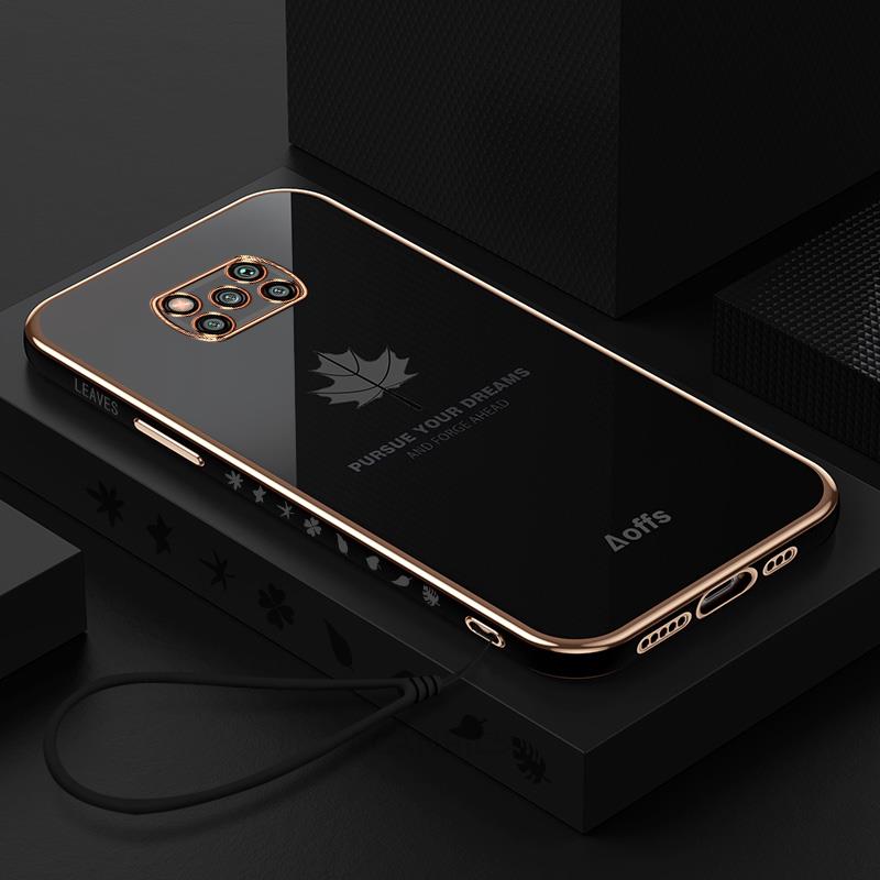 

Pocox3 Роскошный ремешок с кленовым листом, чехол для Xiaomi Mi Poco X3 X4 Pro 5g GT C40 X3pro X4pro F3, силиконовый чехол с покрытием Poko M3pro Poco X4 Pro 5G золотой/чёрный
