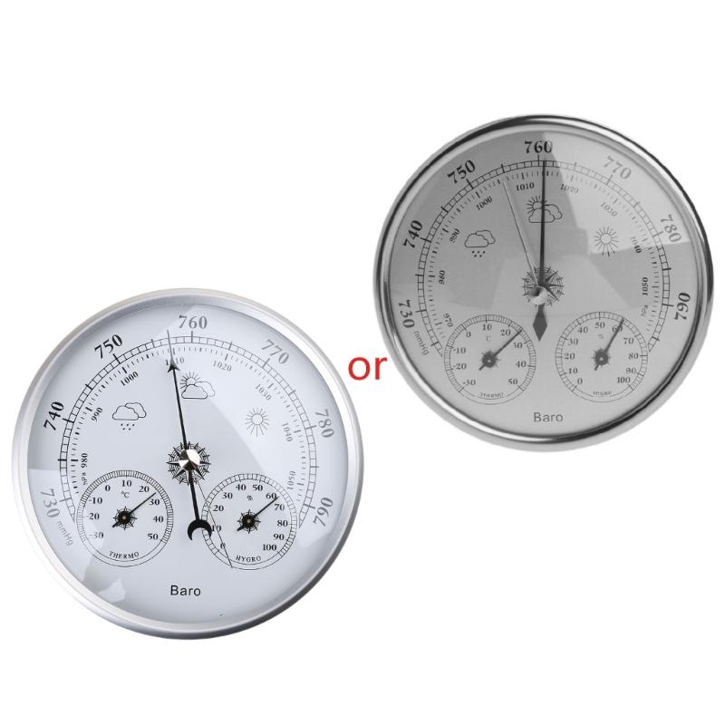 Barometer Pressure Gauge Weather Station Durable Multifunction Household Wall Hanging Atmospheric Thermometer Hygrometer 1 серебряный