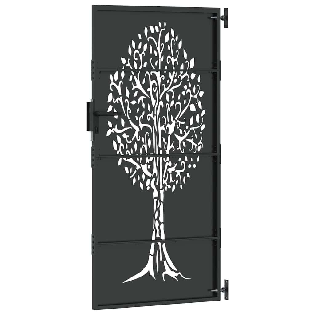 Garden Gate Black 85 X 200 Cm Powder Coated Steel