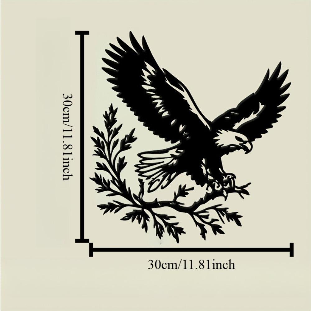 

Black Iron Eagle Wall Sculpture Perched on Tree Branch Nature Themed Metal Art for Living Room Bedroom Bar Mounted Decor Housewarming Gift 12in