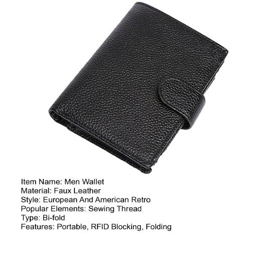 Men Faux Leather Wallet RFID Blocking Bi-fold Short Wallet Minimalist Slim Vintage Front Pocket Anti-Theft Credit Card Holder