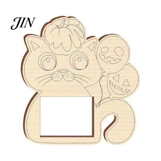 Pumpkin Diy Photo Frame DIY Frame, Wooden Halloween Picture for Kids Crafts, Unfinished Wood Decor Hollow Party Tabletop Display Holiday Gift