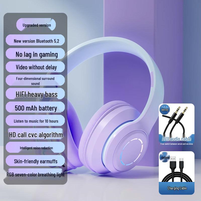 Wireless Over-Ear Bluetooth Headphones with Large Earcups, Noise-Canceling for Music, Sports, and Laptop Use