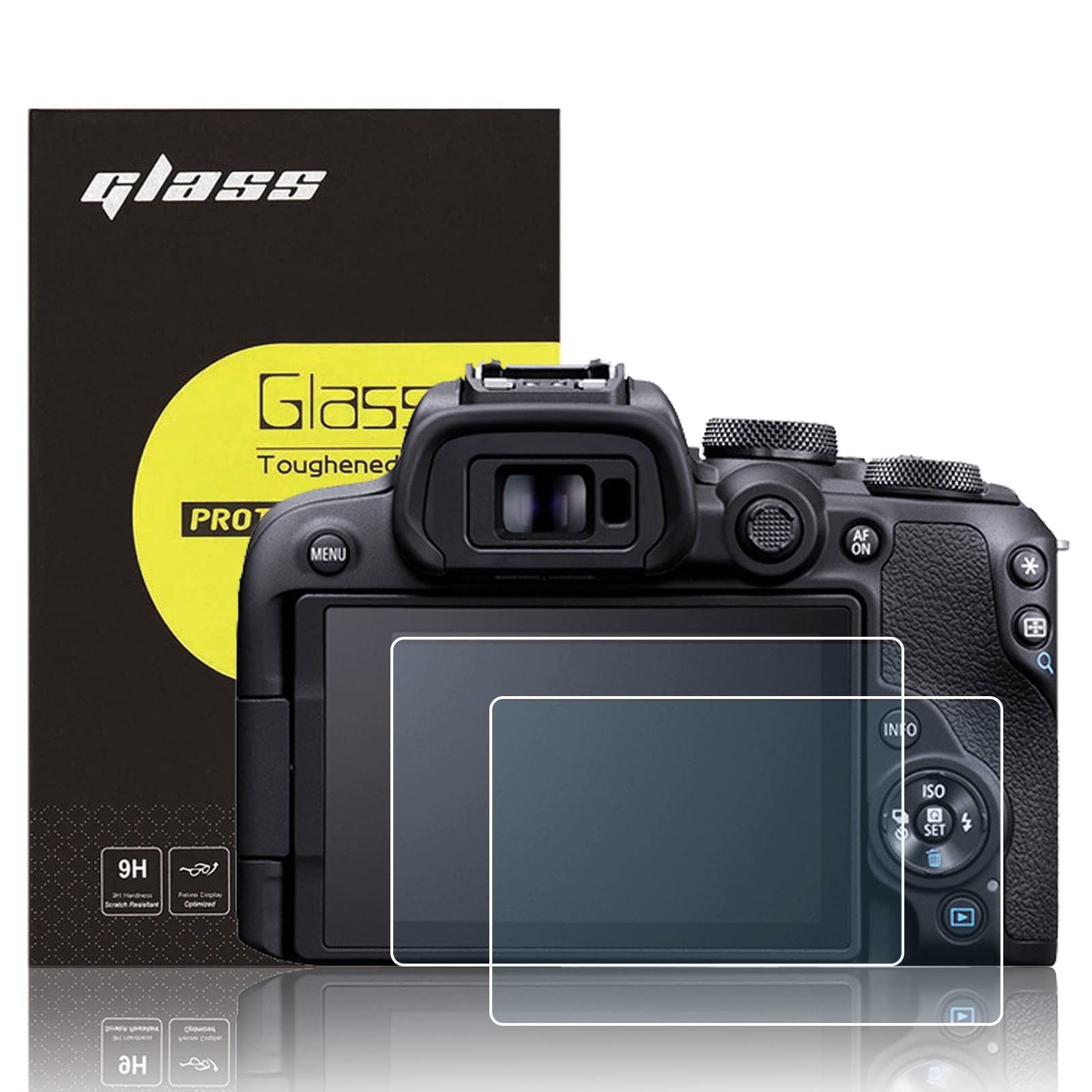 

Set of 2 Glass Screen Protectors for Canon EOS R10 9H and Ultra-Thin (EOSR10), 95%+ Transmittance, Hardness, Water-, Oil-, Fingerprint-Repellent