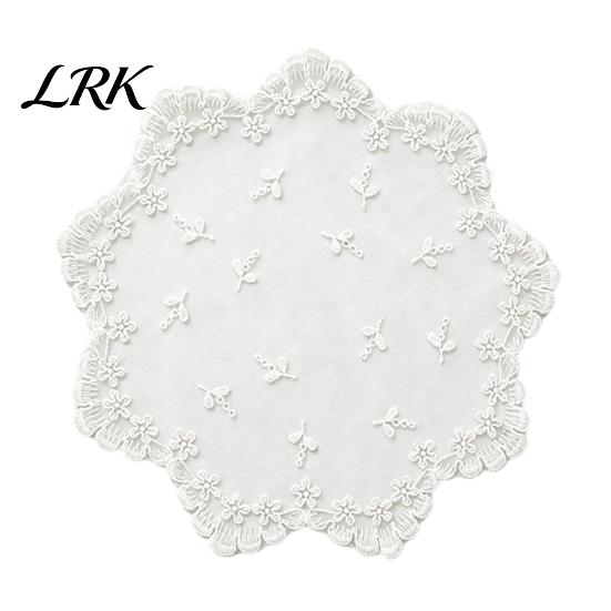 White Lace Doilies for Home Decor Retro Placemat, Floral Doilies, Embroidered Table Mat, Breathable Fabric Tray Cloth Sheer Mesh Doily Tea Cup, Vase,