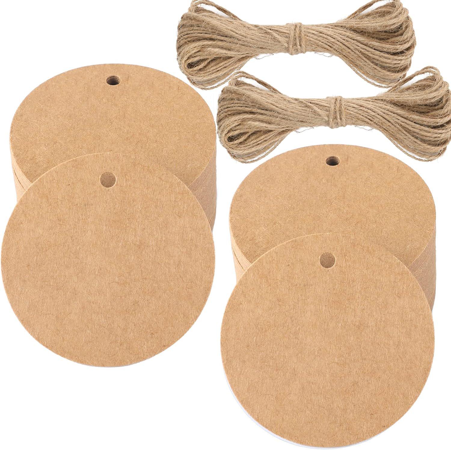 

Round Kraft Paper Tags - Blank Halloween, Christmas, Thanksgiving Cards in Black & White for Handmade Labels 5.5cm