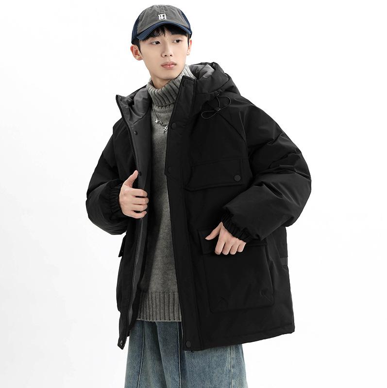 

Winter men s new Korean version of the hood thickened warm white duck down couple down jacket jacket for men M