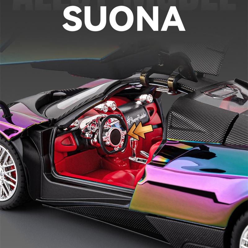 1/24 Pagani Huayra Dinastia Legierung Galvanik Sportwagenmodell Metall Rennwagen Fahrzeuge Modell Sound und Licht Kinderspielzeug Geschenk