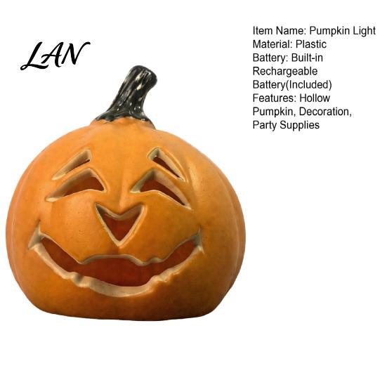 Simulated Pumpkin Light Halloween Creepy Light, Jack-O-Lantern Decoration, Scary Indoor Outdoor Hollow Lamp for Holiday Parties Smiling Night
