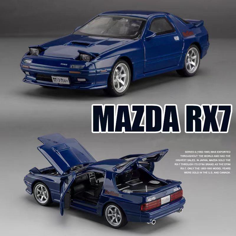 1/32 Scale Mazda RX7 FC INITIAL D Alloy Car Model Diecasts Metal Toy Vehicle Sound and Light Car Toys for Boy Children Gift