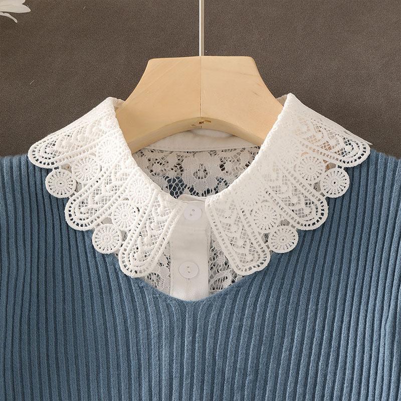 New Fake Collar Shirt Women White Lapel Ruffles Stand False Collar Woman Girls Detachable Collar Lace Removable Half Shirt