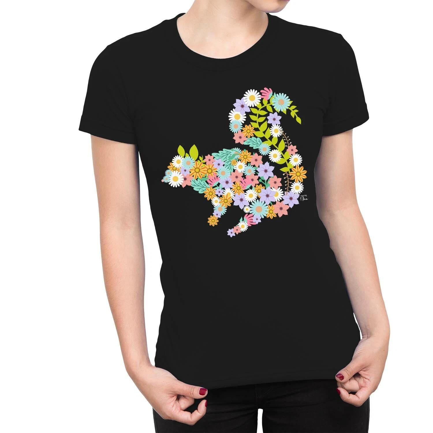 1Tee Womens Floral Squirrel T-Shirt L