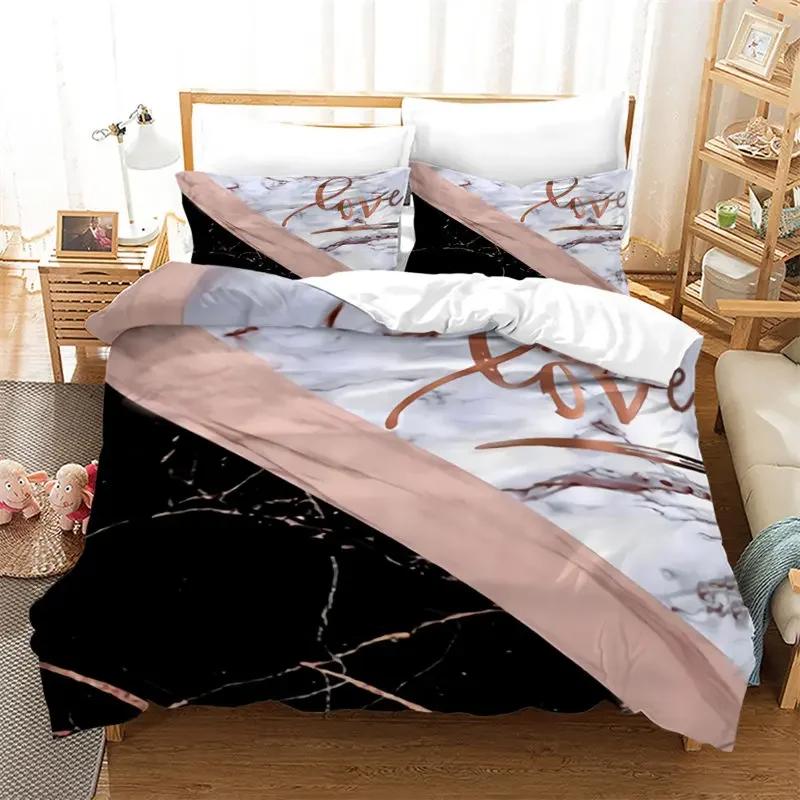 Geometric Marble Duvet Cover Stripe Triangle Bedding Set Luxury Comforter Cover With Pillowcases Twin Full For Adults Kids Decor