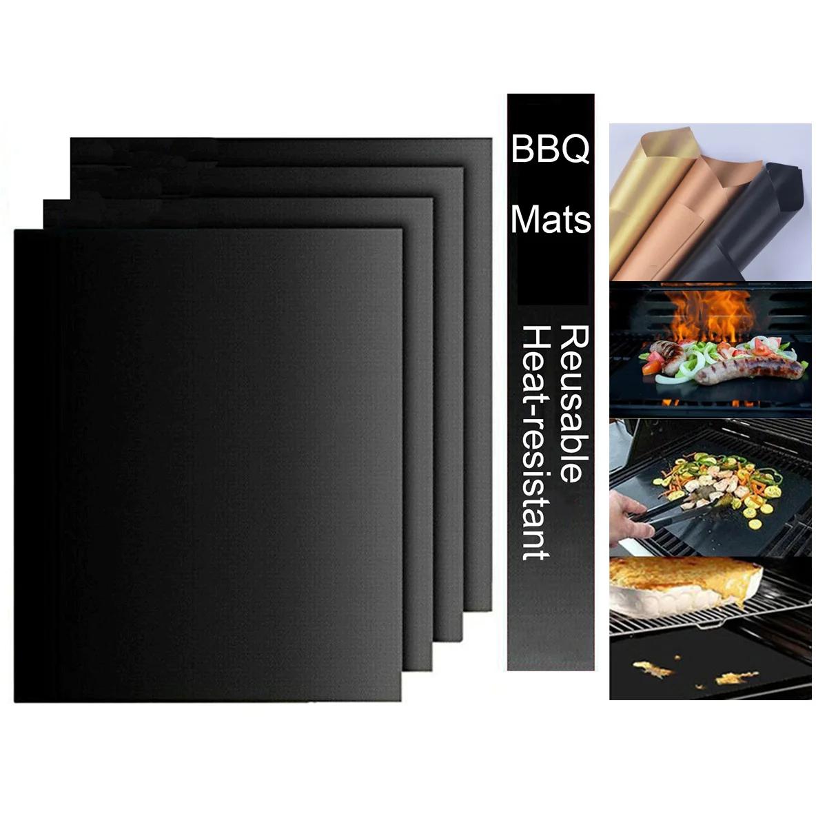 

Антипригарный коврик для гриля для барбекю, 4 шт., коврик для выпечки, принадлежности для барбекю, противень для гриля, термостойкость, легко очищается, кухонный инструмент для барбекю