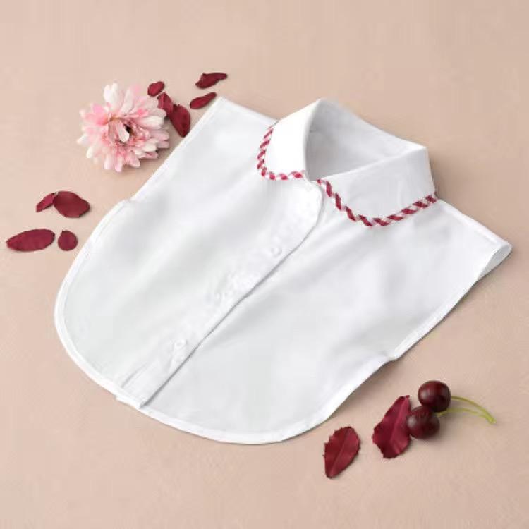 Women Cotton Lace Fake Collar Blouse Vintage Detachable Collar Women Shirt False Tie Lapel Blouse Top Clothes Accessories
