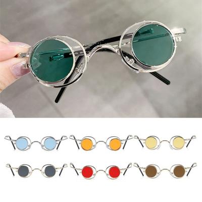 Okrągłe okulary przeciwsłoneczne Flip Up, małe okrągłe okulary polaryzacyjne dla mężczyzn i kobiet, okulary przeciwsłoneczne Retro Punk UV400 na imprezę Rave