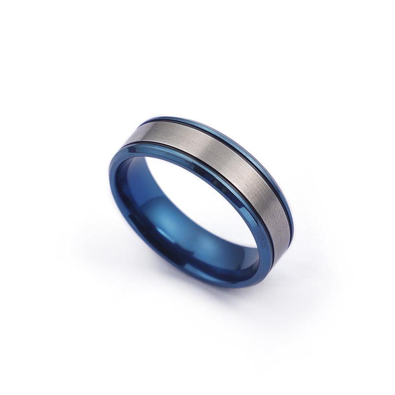 Korean Style White & Blue Titanium Steel Couple Rings