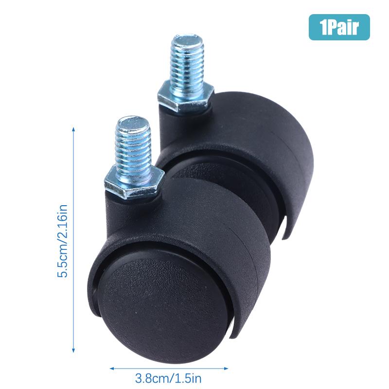 1Pair 1.5Inch Universal Wheel Swivel Caster Roller Wheel Furniture Office Chair Caster With Brake