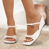 Fashion New Women Sandals Casual Trend Summer Dress Sandals Bow Square Toe Wedges Slippers Women Elegant Comfort Open Toe Shoes Women