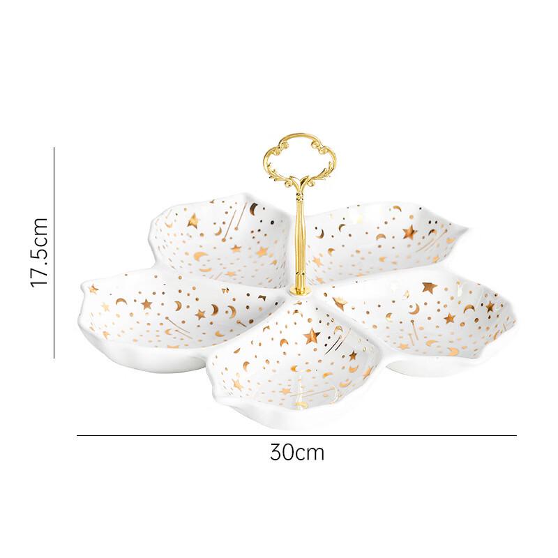 Divided Ceramic Snack Plate with Cherry Blossom Design