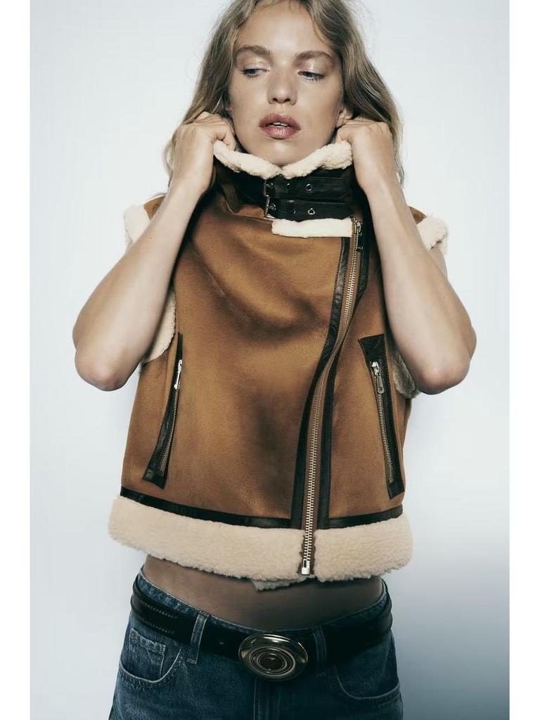 2023 Autumn Women's Street Fashion Fur Sleeveless Vest