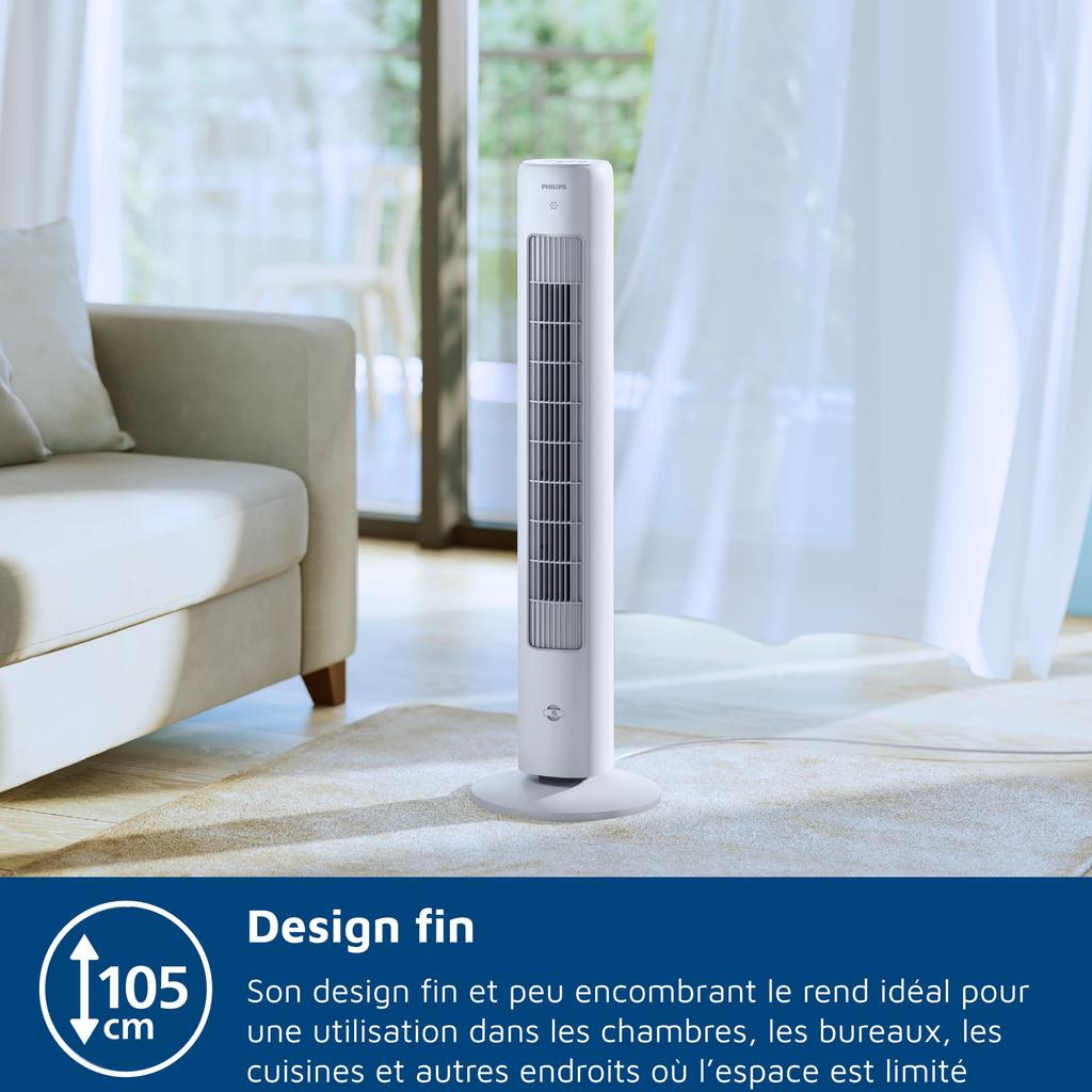 Ventilateur colonne - PHILIPS - CX5535/00 - 2 230 m³/h - Blanc