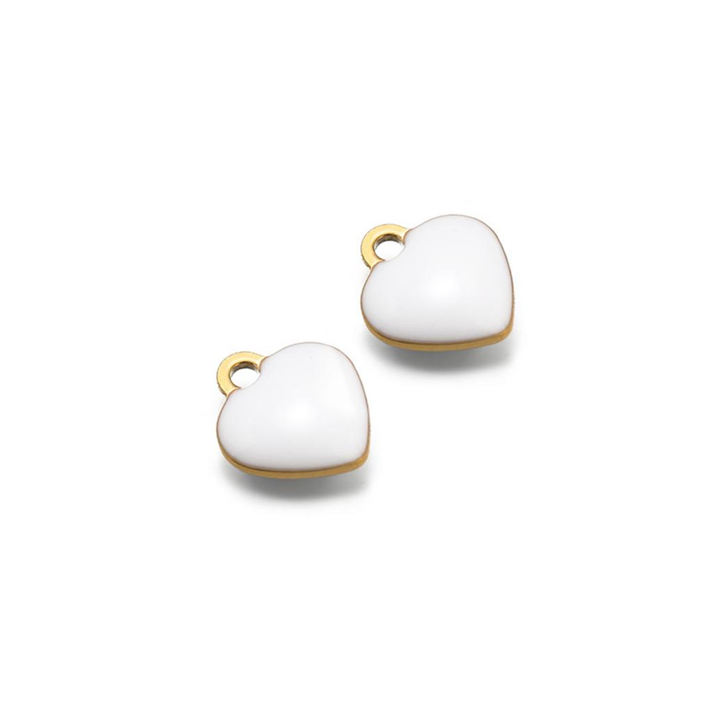 20 Piece 304 Stainless Steel Valentine's Day Charms Heart Double-sided Enamel Pendants For Necklace Earrings DIY Making Findings