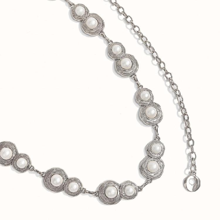 Metal Pearls Decorated Waist Chain Adjustable Waist Belt Retro Design Waistband Women's Fashion Accessories