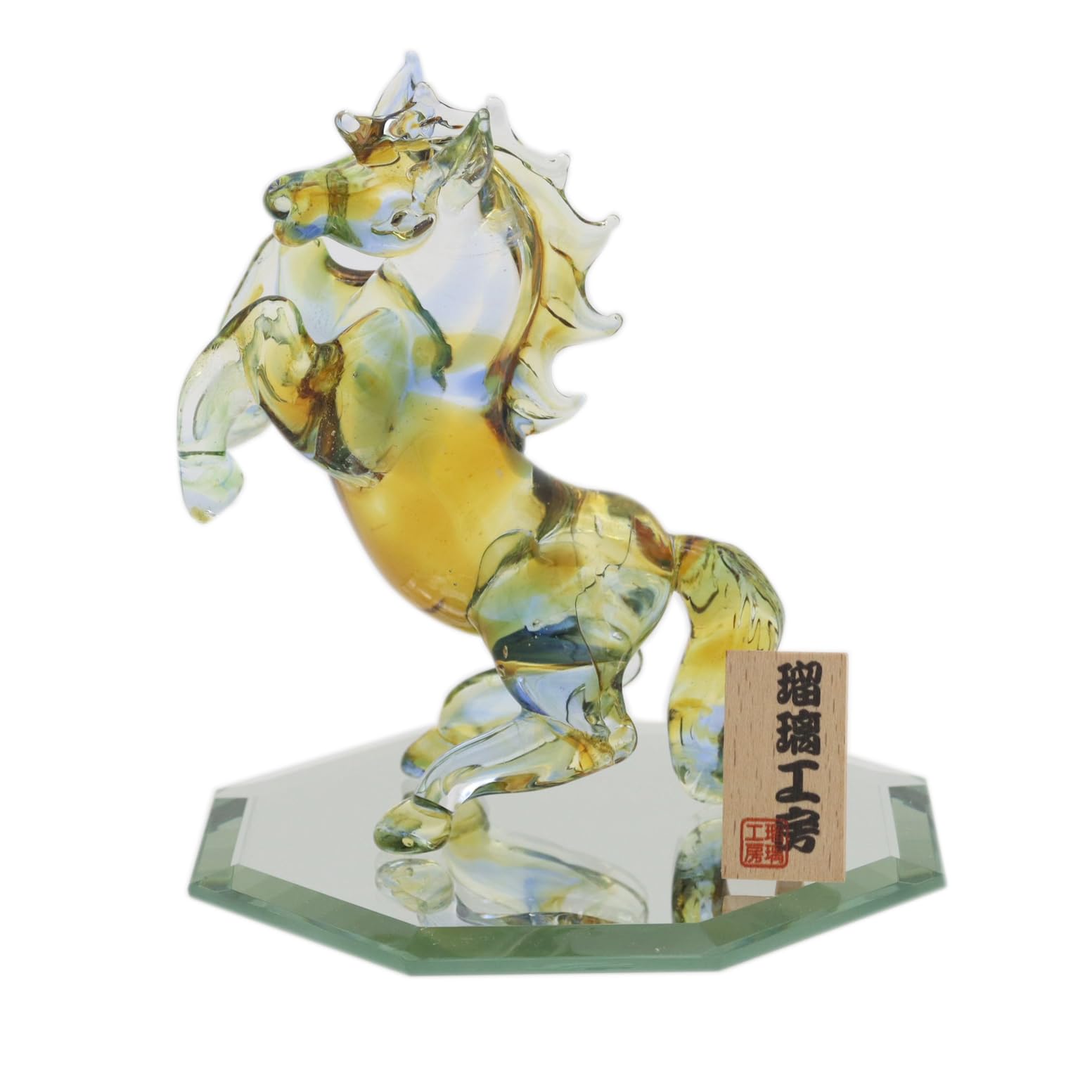 

Glass Square Good Luck Charm: A Running Glass Horse - A Symbol of Energy that Enhances Vitality, Action, and Success (Small) Standing - Three Colors -