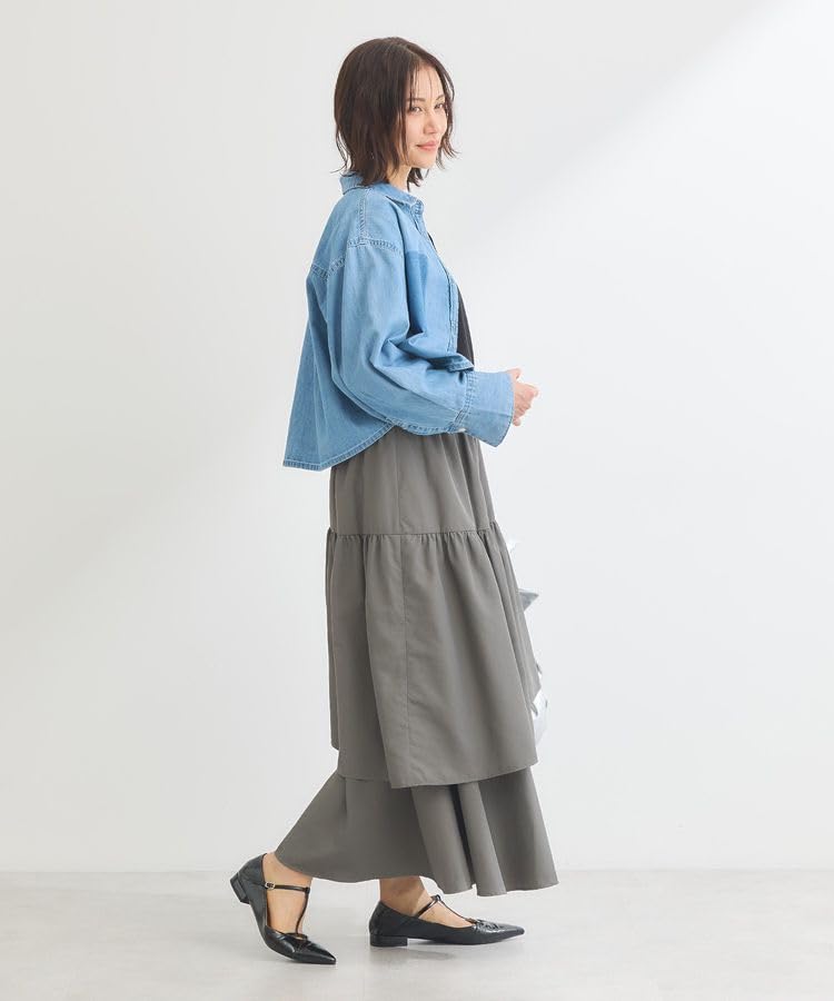 Green Parks Waistline Ruffle Tiered Skirt 06000262400 Charcoal Gray F Women's