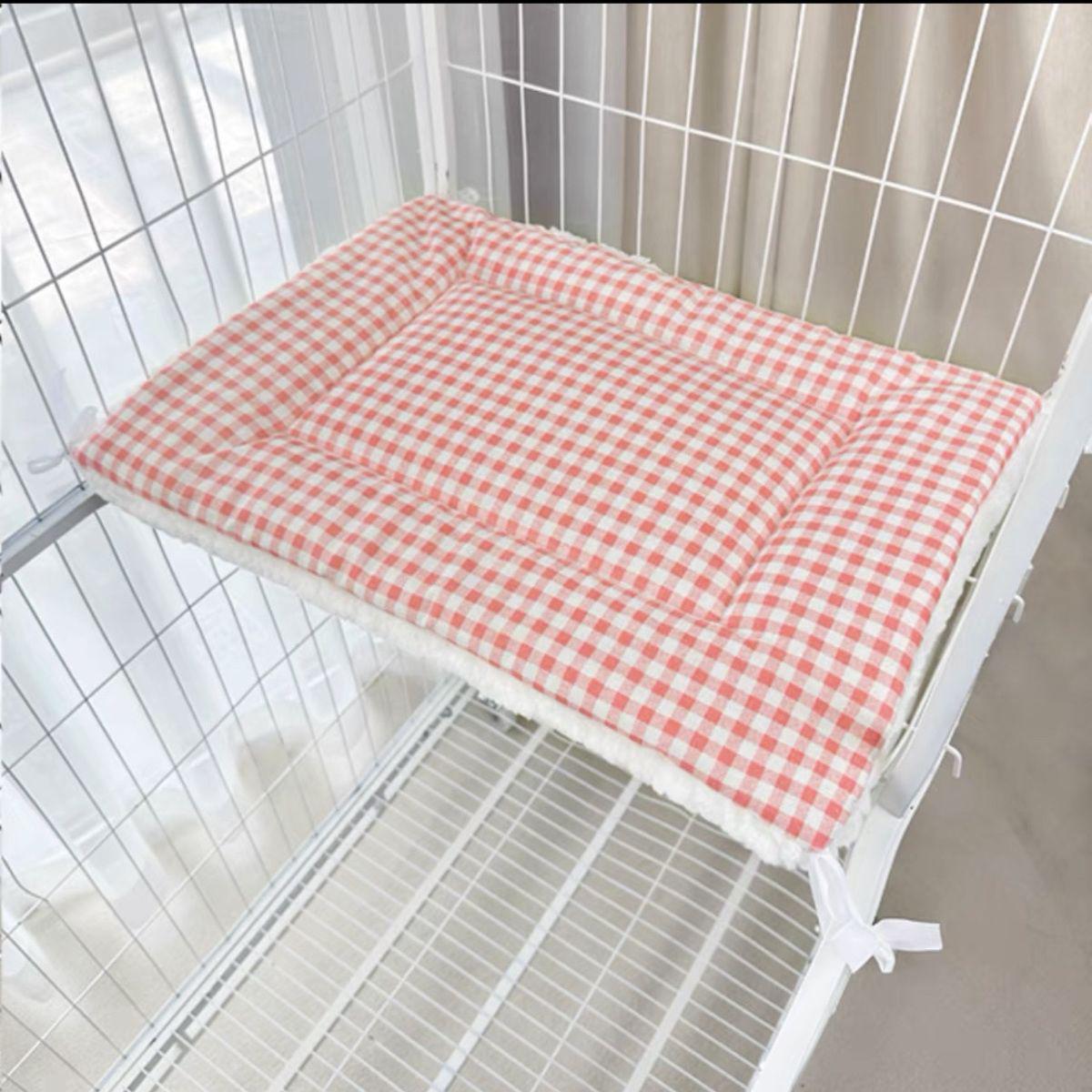 Universal All-Season Plush Cat & Dog Sleeping Mat Cherry Blossom Pink Plaid All-Season Thickened