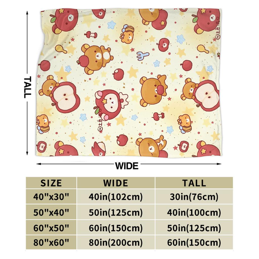 Soft BlanketsStudents Camping Bear Rilakkumas Apple Throw Blanket  Flannel Bedspread For Living Room Novelty Sofa Bed Cover