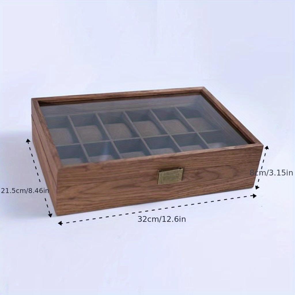1pc Walnut Wooden Watch Box, European Wrist Watch Storage Box, Dustproof Watch Organizer Display Case, With Transparent Lid