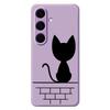 For Samsung Galaxy S24 FE Case Black Cat on the Wall Pattern Printing Straight Edge TPU Phone Back Cover