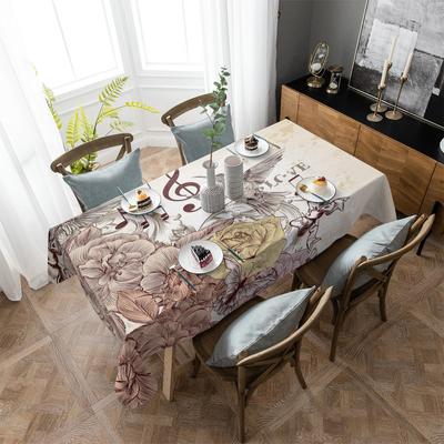 Musical Note Flower Tablecloth Holiday Decor Waterproof Rectangular Tablecloths Wedding Decor Table Cover