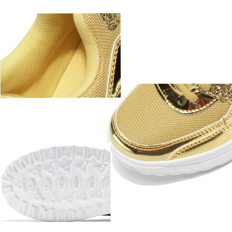 EOFK Women's Glitter Platform Wedge Athletic Tennis Walking Shoes Sparkly Sequin Lightweight Casual Comfort Fashion Sneakers