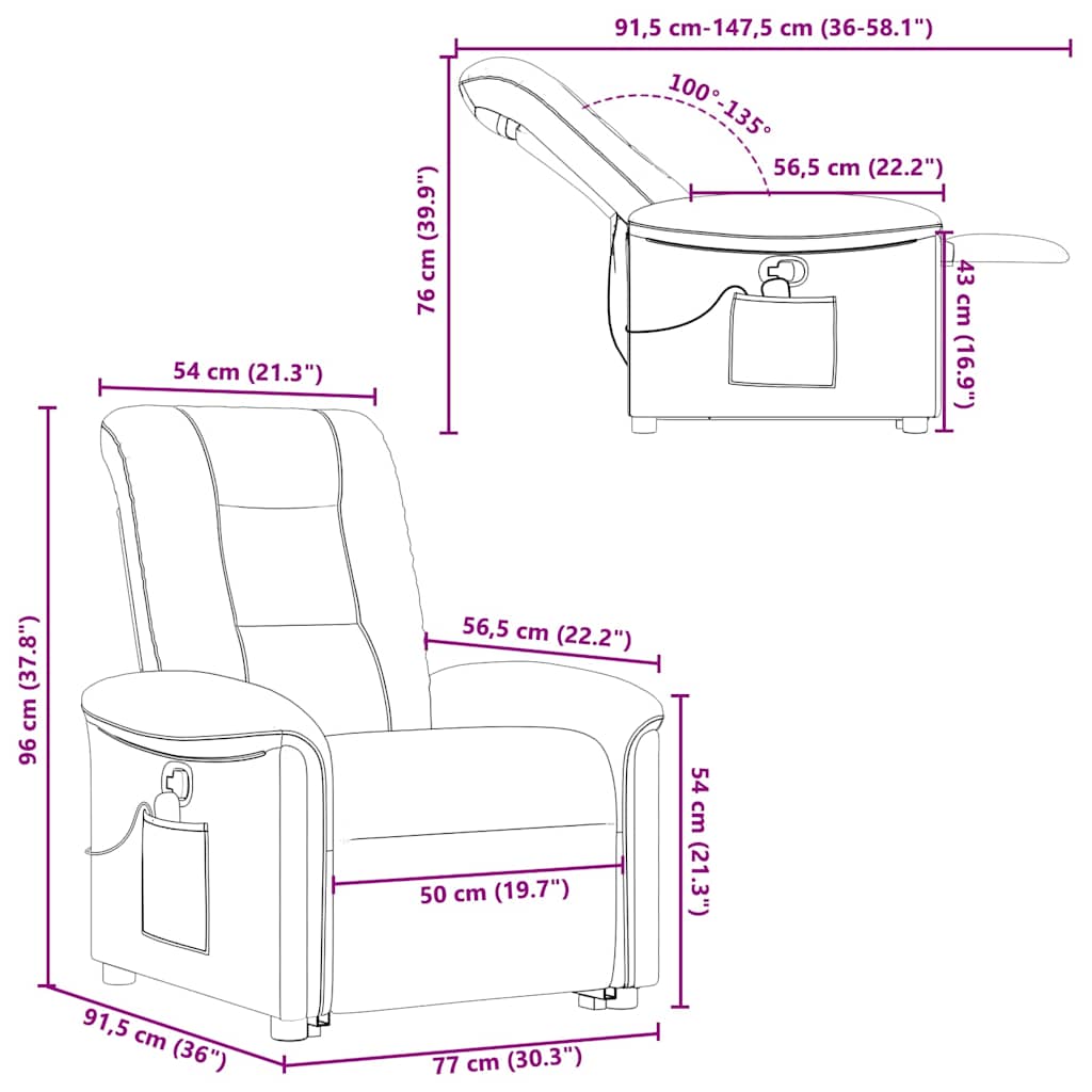 Massage Recliner with Rising Function Dark Green Fabric