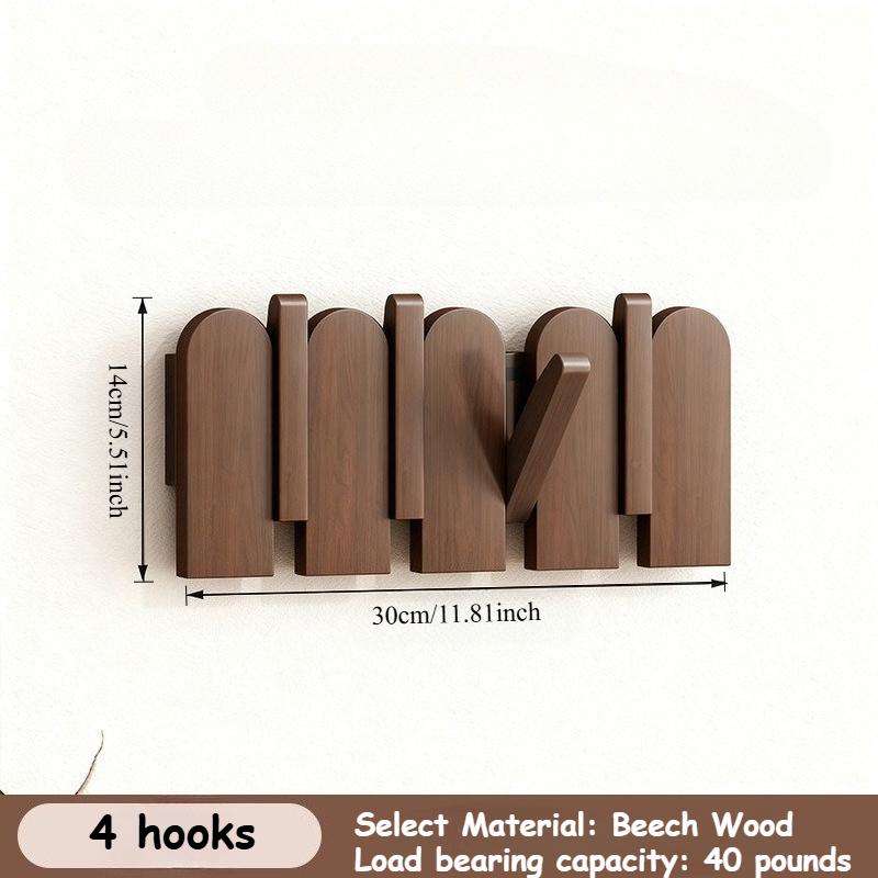 Piano Key Hanging Rack - Wall-Mounted Wooden Hook with Multiple Compartments for Clothes, Hats, Bags, Entryway Organizer