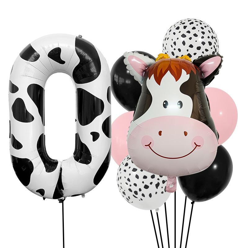 

Набор воздушных шаров из алюминиевой пленки на фермерскую тематику, голова коровы, серия «Джунгли», оформление для вечеринки, дня рождения, декоративный реквизит Cow number 0