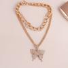 Delicate Crystal Butterfly Pendant Necklace Multi-layer Choker Necklaces Chain Women Girls Jewelry Gifts