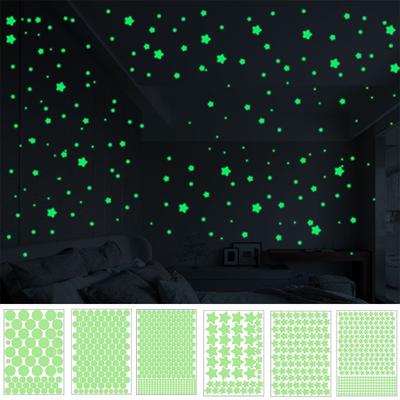 Party Supplies Starry Ceiling Fluorescent Decals Glow In Dark Luminous Wall Stickers Stars Dots