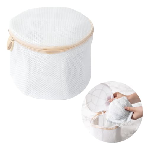 atRise Bra Net Laundry Bag, Bra-Proof, Drum-Wash Compatible, Shape-Retaining, Thorough Washing, Mesh, Round, Laundry Protection (White)