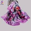Ladies Mulberry Silk Long Scarf Wraps  Grape Flower Plus Size Silk Scarf Noble Elegant Female Shawl Cape 178*55cm Green