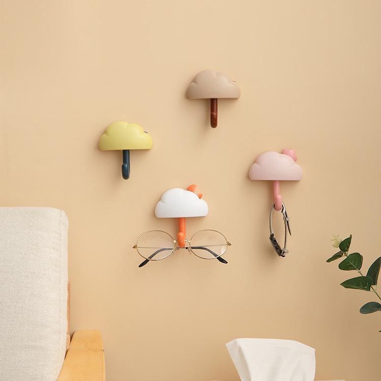 Yellow Cloud Adhesive Wall Hook: Cute, Creative, Seamless Design for Bathroom & Kitchen - No Drilling Needed