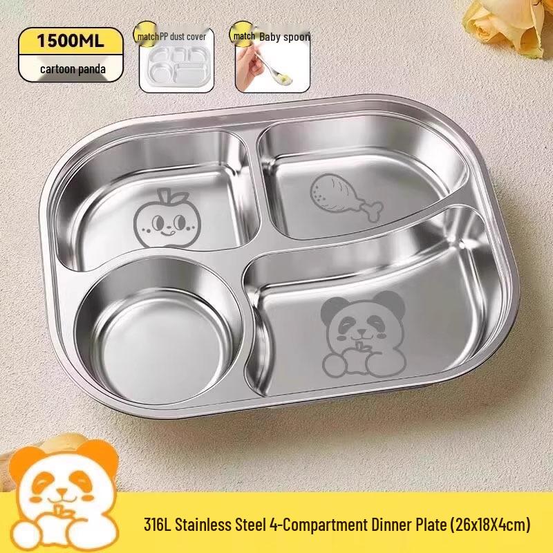 JingJingRS 316 Stainless Steel Divided Plate Set with Panda Design