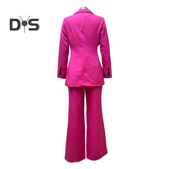 2 buc/set femei haină pantaloni costum culoare solidă rever formal stil de afaceri cu mânecă lungă cu un singur buton picior lat drept navetă birou haină damă pantaloni