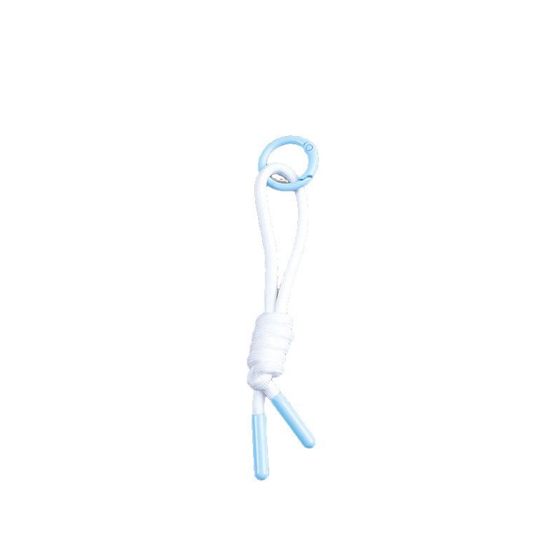 Dopamine Blue & White Woven Keychain Lanyard: Short Phone Case Pendant & Bag Ornament